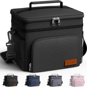 HOTOR Insulated Lunch Box for Men & Women – Leak-Proof Cooler Lunch Bag with 4 Pockets, Adjustable Strap, Ideal for Work, Picnic, Travel – M…