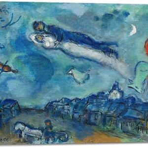 Marc Chagall Famous Art poster Les Mariés Au-dessus Du Village Print Photo Art Painting Canvas Home Decorative Bedroom Modern Decors Gifts …