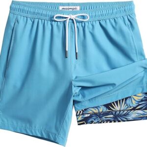maamgic Mens Swim Trunks with Compression Liner 7 Inch Inseam Mens Bathing Suit Quick Dry Swimming Trunks Swimsuit