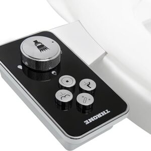 Throne Bidet Attachment – USA Patented – Non-Electric Self Cleaning Water Sprayer Toilet Bidet Seat Attachment, Double Nozzle (Frontal & Rear Wash), Easy Install (Black)
