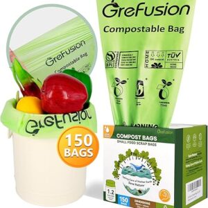 Compostable Trash Bags for Kitchen Compost Bin 1.2 Gallon,150 Count,Compost Bags Small for Food Scrap Waste Bags for Countertop Bin Certifie…