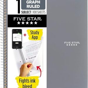 Five Star Graph Ruled Spiral Notebook