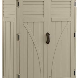 Suncast 54 Cubic Feet Vertical Storage Shed with Durable Plastic Construction, Multiple Wall Panels and Ample Space for Outdoor Storage