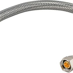 Eastman 12 Inch Flexible Toilet Connector, 7/8 Inch Ballcock x 3/8 Inch Compression, Stainless Steel Braided Hose, 48088