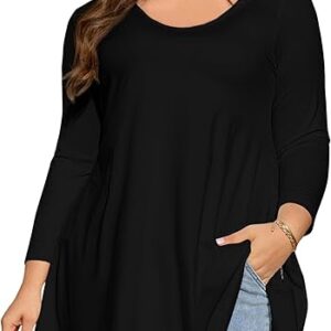 Plus Size 3/4 Sleeve Tunic Tops