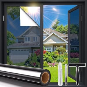 Coavas One Way Window Privacy Film, Window Tint for Home, Daytime Reflective Mirror Glass Windows Coverings Heat UV Blocking See Out Not in…
