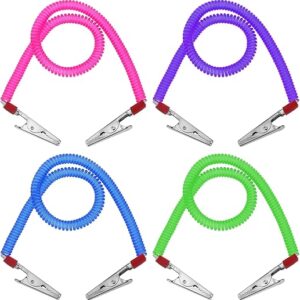 Giantree Bib Holder With Metal Clips – 4Pcs Multicolor Neck Chains for Dental Clinic – Flexible Elastic Napkin Clips for Bibs and Face Cove…