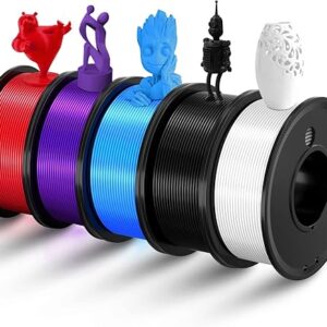 FAHKNS 3D Printer Filament PLA 1.75mm 3-D Printing Materials 5 Colors Bundle Print Filimate 1.75 mm White Black Red Blue Purple Filiment1.7…