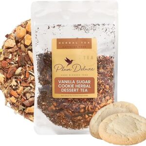 Plum Deluxe Vanilla Sugar Cookie Loose Leaf Tea – Caffeine-Free Herbal Tea with Premium Tea Leaves (Makes 60-80 Cups) Sugar-Free