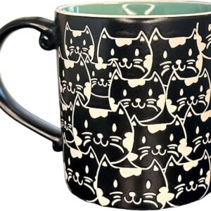 Cat Lovers Mug, Various Cute Kittens Pattern Mug, Cat Coffee Mug Funny Ceramic Tea Cup Novelty Gifts for Office and Home Women Girls Men, Dishwasher Microwave Safe (Black, 20oz)