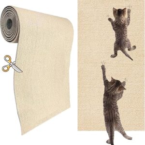 Self-Adhesive Cat Scratch Wall Climber, Wall Cat Scratcher Mat for Indoor Cats Kitten Trimmable Carpet Corner Protector 78.7″x15.8″ (Beige)