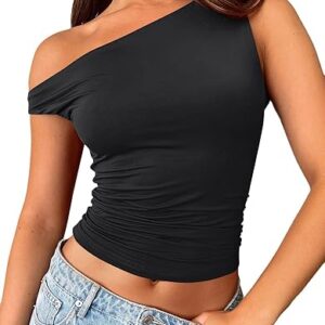 Trendy Queen Womens Summer Off The Shoulder Tops Going Out T Shirts Crop Tank Top Fashion Clothes Spring Outfits 2025