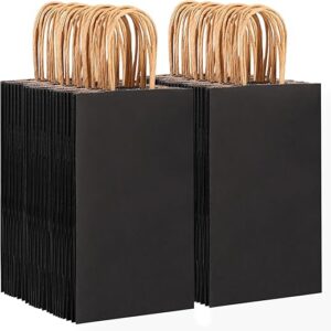 OUTUXED 150pcs Black Paper Bags with Handles, 5.25×3.2×8 Inches Small Gift Bags Bulk for Shopping, Birthday, Wedding, Merchandise and Busin…