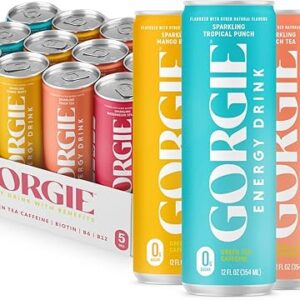 GORGIE Bestsellers Variety, Sugar-Free Natural Energy Drink Sparkling, Healthy Energy Drinks – Green Tea, Biotin, B Vitamins -150mg Caffein…
