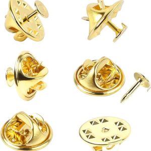 JANYUN 120 Pairs Butterfly Clutch Tie Tacks Pin Back Replacement with 8mm Length 4mm Width Blank Pins for Craft Making (4mm, Gold)