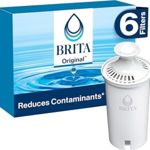 Brita Standard Water Filter for Pitchers and Dispensers, Reduces Copper, Cadmium and Mercury Impurities, Lasts Two Months or 40 Gallons, Includes 6 Filters for Pitchers