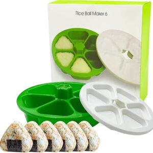 6 in 1 Onigiri Mold Triangle Sushi Mold Multifunctional Rice Ball Mold for Making and Storing Sushi – Once Quickly Make 6pcs Onigiri Green