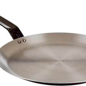 Paderno World Cuisine Blue Carbon Steel Crepe Pan / 10 1/4″ Induction Ready Pancake Pan