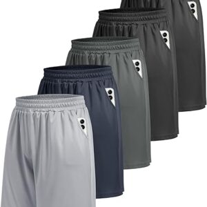 5 Pack Athletic Gym Mens Shorts – Workout Black Quick Dry Basketball Shorts with Pockets for Running Casual Activewear