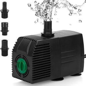 BARST Submersible Water Pump,400GPH Aquarium Pump with 16.5ft Power Cord, Pond Pump Fountain Pump with 3 Nozzles & Pre-Filter Screen for Fi…