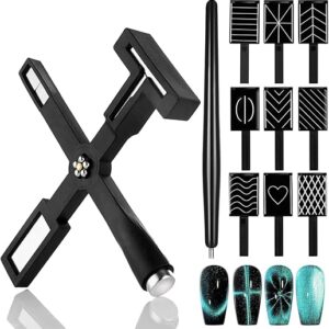 Nail Magnet for 3D Cat Eye Gel Nail Polish Magnet Tools, 11 Pcs Cat Eye Magnet for Nails,5 in 1 Nail Magnet for Nail Art with Silicone Case,…