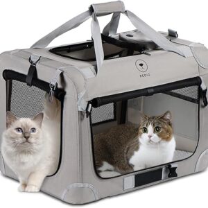 Extra Large Cat Carrier for 2 Cats, Portable Soft Sided Large Pet Carrier for Traveling, Indoor and Outdoor Uses, 24″×16″×16″
