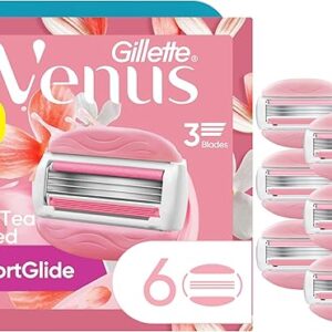 Gillette Venus ComfortGlide White Tea Women’s Razor Blades, 3-Blade Razor Refills, 6 Count