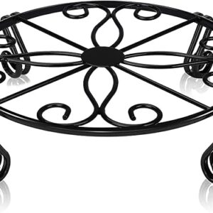 Black Plant Stand for Flower Pot Heavy Duty Potted Holder Indoor Outdoor Metal Rustproof Iron Garden Container Round Supports Rack for Planter Bronze, Pumpkin Stand Outdoor