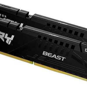 Kingston Fury Beast 32GB (2x16GB) 6400MT/s DDR5 CL32 Desktop Memory | AMD Expo | Plug N Play | Kit of 2 | KF564C32BBEK2-32
