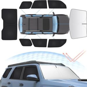 8PCS Windshield Sun Shade for Toyota 4Runner 2010-2024 Full Privacy Side Rear Window Shade Cover Kit Foldable Sun Visor Protector Blocks UV…