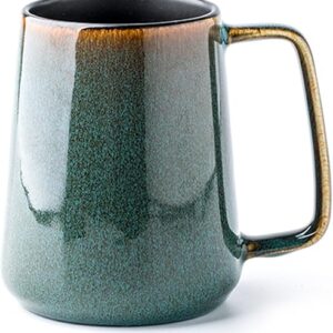Large Ceramics Coffee Mugs,24 oz,Large Handle Design,Extra Large Tea and Coffee Cup for Office and Home,Microwave and Dishwasher Safe(Color:24 oz green)