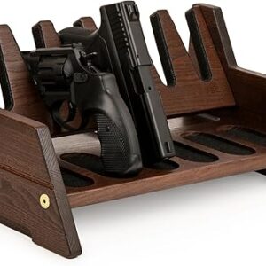 TESLYAR Wood Pistol Rack for Gun Safe – Gun Storage for Handguns or Revolvers – Gun Safe Accessory – Gun Safe Organizer Cabinet Storage – Ha…