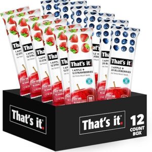 That’s it. Fruit Bars 12 Variety Pack 100% Natural Real Fruit Bar, High Fiber Vegan, Gluten Free, Paleo, Non-GMO, No Sugar (6 Strawberry, 6…