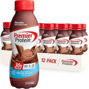Premier Protein Shake, Chocolate, 30g Protein 1g Sugar 24 Vitamins Minerals Nutrients to Support Immune Health, 11.5 fl oz (Pack of 12)