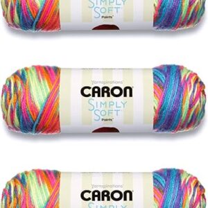Caron Simply Soft Rainbow Bright Paints Yarn – 3 Pack of 141g/5oz – Acrylic – 4 Medium (Worsted) – 235 Yards – Knitting/Crochet