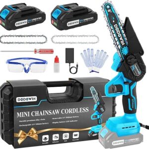 DODOWIN Mini Chainsaw Cordless 6 Inch, Battery Powered Electric Chainsaw with 2 21V 2.0Ah Battery&2 Chains, Mini Chain Saw for Garden Tree …