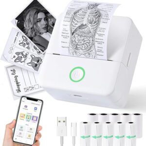 Print Pods Mini Printer, Thermal Inkless Sticker Maker with 10 Rolls Printing Paper, Pocket Printpod for phone, Impresora Portátil for Note…