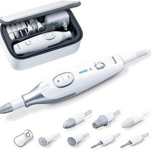 Beurer MP42 Nail Drill, 7-in-1 Nail Kit with Strong Sapphire Nail Drill Bits, Electric Nail File and Nail Buffer Includes Bright LED Light,…