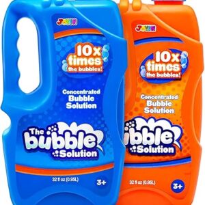 JOYIN 2 Bottles Bubbles Refill Solutions 64 oz (up to 5 Gallon), Concentrated Solution for Bubble Machine, Gun, Wand Refill Fluid Summer, E…