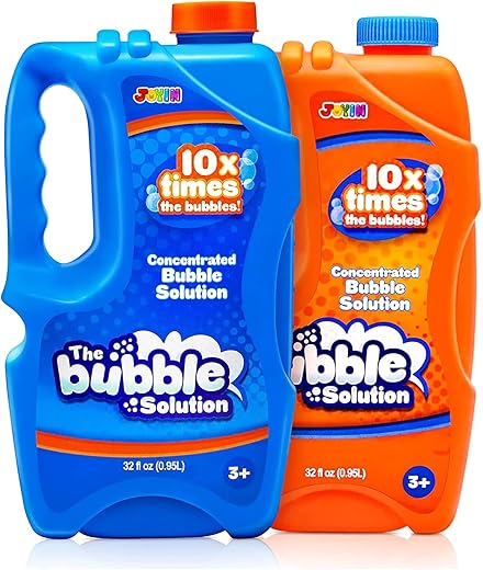 JOYIN 2 Bottles Bubbles Refill Solutions 64 oz (up to 5 Gallon), Concentrated Solution for Bubble Machine, Gun, Wand Refill Fluid Summer, E...