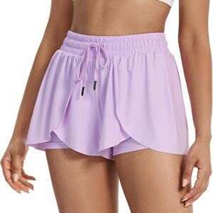 Flowy Running Shorts for Women Workout Athletic Gym Yoga Butterfly Skirt with Pockets Spandex Cute Clothes Summer