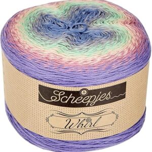 Scheepjes Yarn Whirl Ombre – 1111 Yards (60% Cotton, 40% Acrylic) for Knitting & Crocheting – Extra Large Color Changing Yarn Cake (Popin Candy)