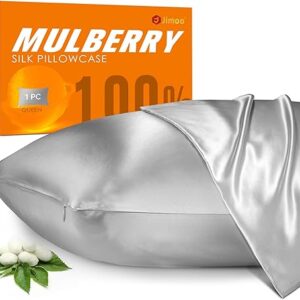 100% Mulberry Silk Pillowcase for Hair and Skin, 22 Momme Pure Natural Silk Pillow Case Both Sided with Zipper, Pillow Cover for Women Mom M…