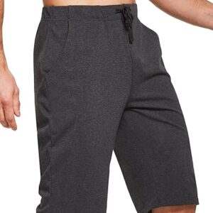 baleaf Men’s Long Shorts Cotton Below Knee Yoga Workout Pajama Lounge Athletic Sweat Jersey Shorts with Pockets