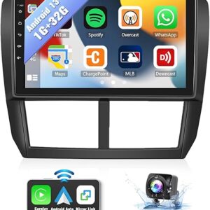 SIXWIN Android 13 1G+32G Car Stereo for Subaru Forester Impreza WRX 2008 2009 2010 2011 2012 with CarPlay Android Auto 9 Inch Touchscreen w…