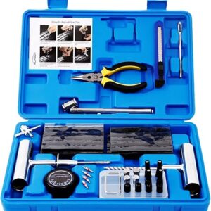 Tire Repair Kit – 68pcs Heavy Duty Tire Plug Kit, Universal Tire Repair Tools to Fix Punctures and Plug Flats Patch Kit for car Motorcycle,…