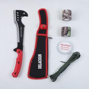 Delacour- Multi-Use Axe MacheteMachete with Nylon Sheath – Survival Machete Ideal for Camping, Fishing, Hunting, Bushcraft – Perfect Brush …