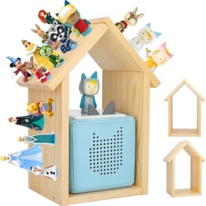 for Tonie Box Figures Characters Shelf with 40Pcs Adhesive Metal Plate for Creative Toniebox Magnetic Storage Wooden Shelf for Kids