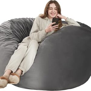 HABUTWAY Bean Bag Chair: Giant 4′ Memory Foam Furniture Bean Bag Chairs for Adults with Microfiber Cover 4Ft (Grey)
