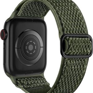 Lerobo Nylon Stretchy Solo Loop Watch Band, Compatible with Apple Watch Series 1-10, SE, Ultra 38/40/41/42/44/45mm/46mm/49mm, Adjustable Rep…